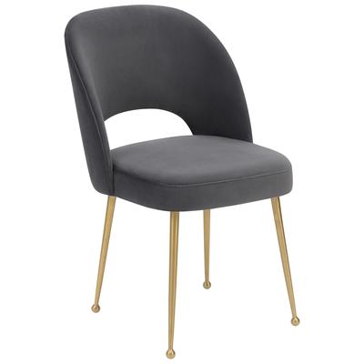 Chairs Contemporary Design Furniture Swell-Chair Velvet Grey CDF-D67 806810355336 Dining Chairs Gold Gray Grey 