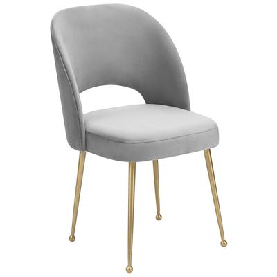 Chairs Contemporary Design Furniture Swell-Chair Velvet Grey CDF-D68 806810355343 Dining Chairs Gold Gray Grey 
