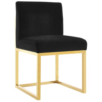 Chairs Contemporary Design Furniture Haute-Chair Velvet Black CDF-D68249 793611834729 Dining Chairs Black ebonyGold 