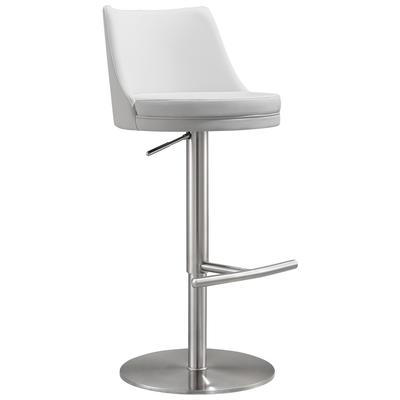 Chairs Contemporary Design Furniture Reagan-Stool MDF Stainless Steel Vegan Leat White CDF-D68302 793580615053 Stools Silver White snow Stools Stool 