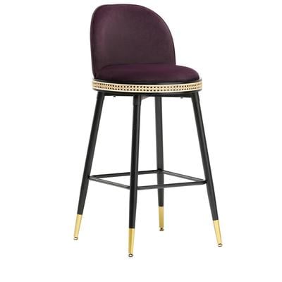 Bar Chairs and Stools Contemporary Design Furniture Harley-Stool Velvet Wood Eggplant CDF-D68478 793580621016 Stools Bar Counter Wood Velvet 