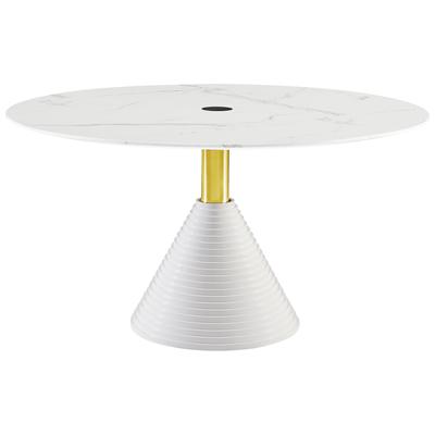 Dining Room Tables Contemporary Design Furniture Piper-Table MDF Stainless Steel White CDF-D68520 793580622105 Dining Tables Round Brass Metal Aluminum BRONZE Ir 
