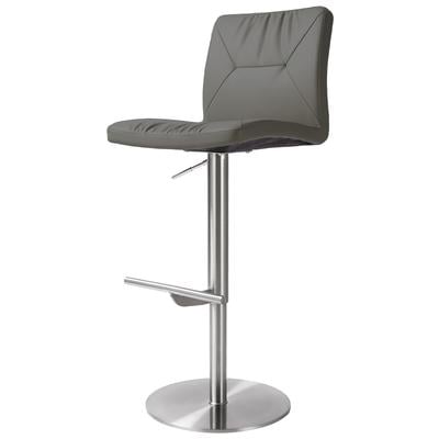 Chairs Contemporary Design Furniture Paddy-Stool MDF Stainless Steel Vegan Leat Dark Grey CDF-D68624 793580625496 Stools Gray GreySilver Stools Stool 
