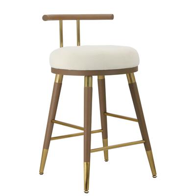 Bar Chairs and Stools Contemporary Design Furniture Juniper-Stool Ash Iron Velvet Cream CDF-D68684 793580626677 Stools Cream beige ivory sand nudeGol Bar Wood Velvet 