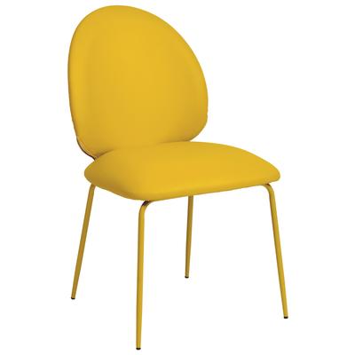 Chairs Contemporary Design Furniture Lauren-Chair Iron Vegan Leather Wood Yellow CDF-D68696 793580627162 Dining Chairs Yellow 