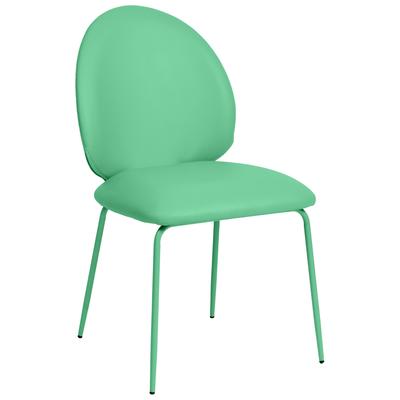 Chairs Contemporary Design Furniture Lauren-Chair Iron Vegan Leather Wood Green CDF-D68697 793580627179 Dining Chairs Blue navy teal turquiose indig 