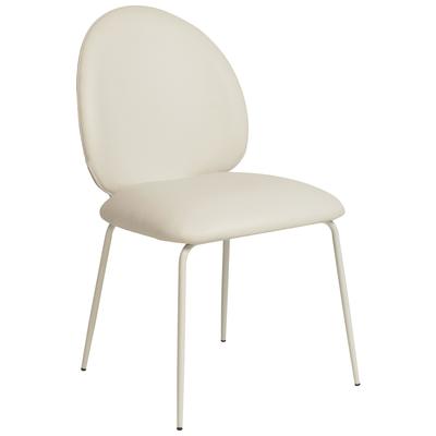 Chairs Contemporary Design Furniture Lauren-Chair Iron Vegan Leather Wood Cream CDF-D68699 793580627193 Dining Chairs Cream beige ivory sand nude 