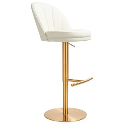 Chairs Contemporary Design Furniture Venus- Stool PU Stainless Steel White CDF-D68827 793580630728 Stools Cream beige ivory sand nudeGol Stools Stool 