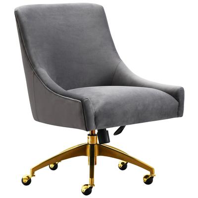 Chairs Contemporary Design Furniture Beatrix-Chair Velvet Grey CDF-H7231 806810356326 Accent Chairs Gold Gray Grey Accent Chairs Accent 