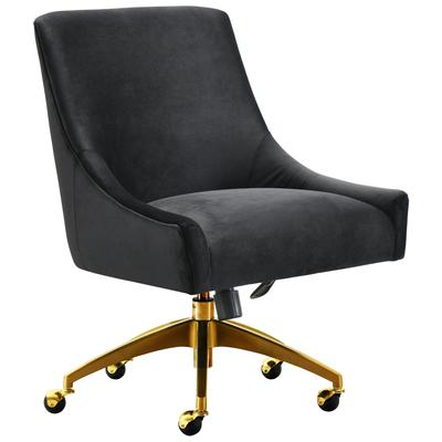 Chairs Contemporary Design Furniture Beatrix-Chair Velvet Black CDF-H7234 806810356357 Accent Chairs Black ebonyGold Accent Chairs Accent 