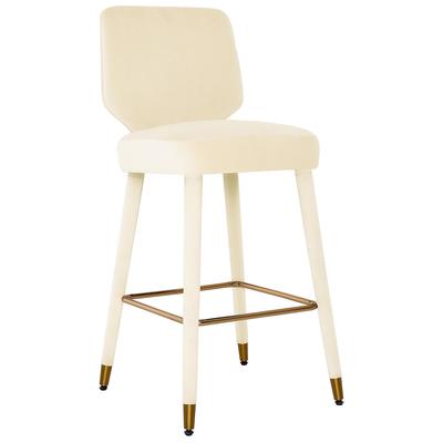 Bar Chairs and Stools Contemporary Design Furniture Athena-Stool Metal Velvet Wood Cream CDF-IHD68516 793580622068 Stools Cream beige ivory sand nude Bar Metal Wood Velvet 