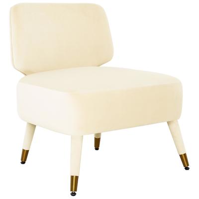 Chairs Contemporary Design Furniture Athena-Chair Metal Velvet Wood Cream CDF-IHS68505 793580621825 Accent Chairs Cream beige ivory sand nude Accent Chairs AccentWing Chair 