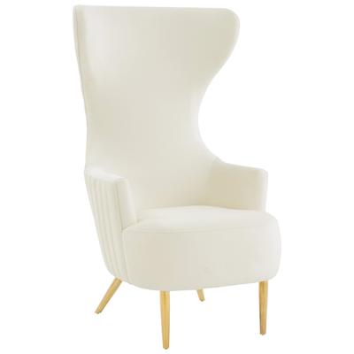 Chairs Contemporary Design Furniture Julia-Chair Velvet Wood Cream CDF-IHS68509 793580621863 Accent Chairs Cream beige ivory sand nudeGol Accent Chairs Accent 