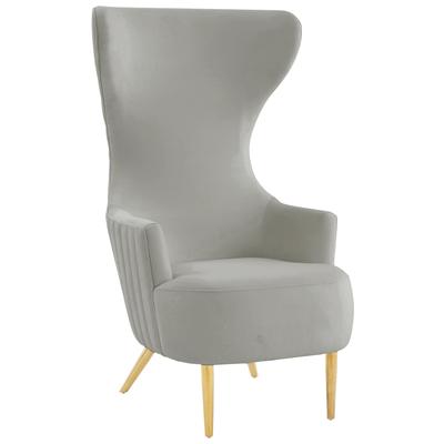 Chairs Contemporary Design Furniture Julia-Chair Velvet Wood Grey CDF-IHS68510 793580621870 Accent Chairs Gold Gray Grey Accent Chairs Accent 