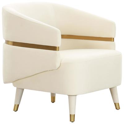 Chairs Contemporary Design Furniture Ayla-Chair Pine Stainless Steel Velvet Cream CDF-IHS68545 793580623256 Accent Chairs Cream beige ivory sand nudeGol Accent Chairs Accent 