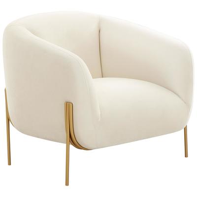 Chairs Contemporary Design Furniture Kandra-Chair Iron Velvet Wood Cream CDF-IHS68627 793580625526 Accent Chairs Cream beige ivory sand nudeGol Accent Chairs Accent 