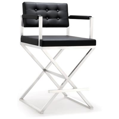 Bar Chairs and Stools Contemporary Design Furniture Director-Stool Stainless Steel Black CDF-K3623 641676978356 Stools Black ebony Bar Counter Footrest 