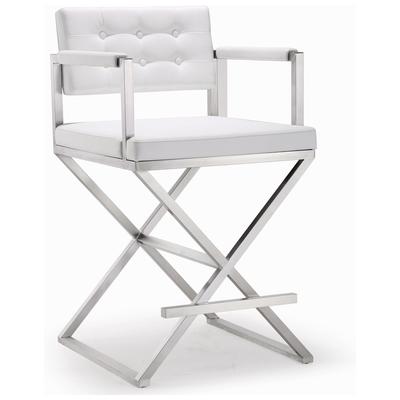 Bar Chairs and Stools Contemporary Design Furniture Director-Stool Stainless Steel White CDF-K3624 641676978363 Stools White snow Bar Counter Footrest 