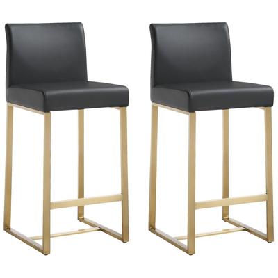 Contemporary Design Furniture Bar Chairs and Stools, Black,ebonyGold, Bar,Counter, Footrest, Black, Stainless Steel, Stools, 806810354001, CDF-K3671