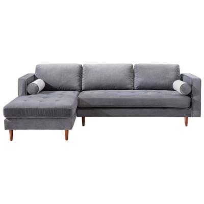 Sofas and Loveseat Contemporary Design Furniture Como-Sectional Velvet Wood Grey CDF-L4123-L4125 806810356906 Sectionals Loveseat Love seatSectional So Velvet Contemporary Contemporary/Mode 