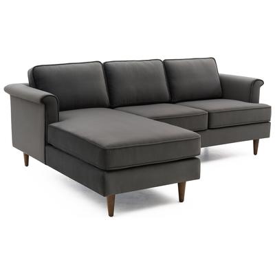 Sofas and Loveseat Contemporary Design Furniture Porter-Sectional Velvet Wood Grey CDF-L44129 793611834668 Sectionals Loveseat Love seatSectional So Velvet Contemporary Contemporary/Mode 