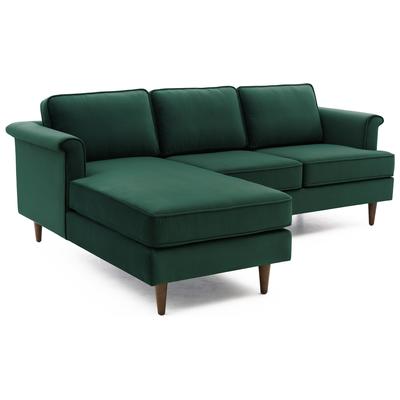 Sofas and Loveseat Contemporary Design Furniture Porter-Sectional Velvet Wood Forest Green CDF-L44131 793611834682 Sectionals Loveseat Love seatSectional So Velvet Contemporary Contemporary/Mode 