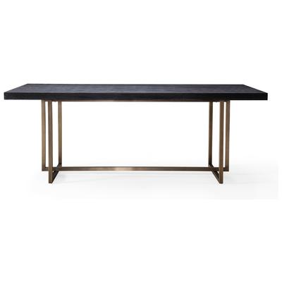 Dining Room Tables Contemporary Design Furniture Mason-Table Stainless Steel Wood Black CDF-L6138 806810354513 Dining Tables Black Gold Metal Aluminum BRON 