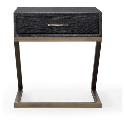 Accent Tables Contemporary Design Furniture Mason-SideTable Stainless Steel Wood Black CDF-L6140 806810354537 Nightstands Wooden Tables wood mahogany te 