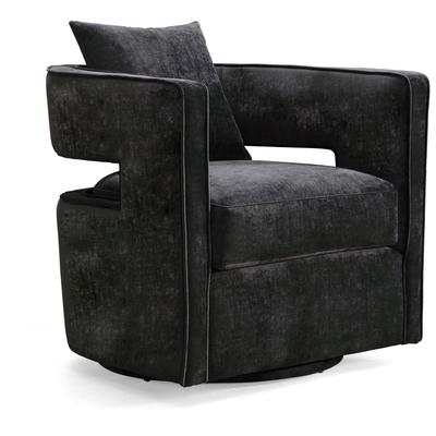 Chairs Contemporary Design Furniture Kennedy-Chair Velvet Black CDF-L6145 806810356425 Accent Chairs Black ebony Accent Chairs Accent 