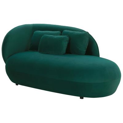 Sofas and Loveseat Contemporary Design Furniture Galet-Chaise Velvet Wood Green CDF-L68546 793580623263 Settees Chaise LoungeLoveseat Love sea Velvet Contemporary Contemporary/Mode 