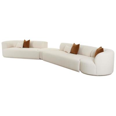Sofas and Loveseat Contemporary Design Furniture Fickle-Sectional Boucle Wood Cream CDF-L6866-C-SEC2L 793580627452 Sectionals Loveseat Love seatSectional So Contemporary Contemporary/Mode 