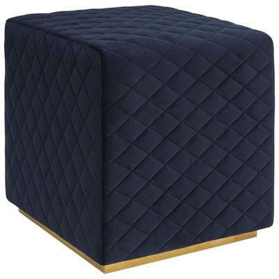 Ottomans and Benches Contemporary Design Furniture Kent-Ottoman Velvet Navy CDF-O137 806810354933 Blue navy teal turquiose indig 