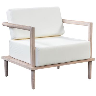 Chairs Contemporary Design Furniture Emerson-Chair Outdoor Fabric Cream CDF-O44146 793611835498 Accent Chairs Cream beige ivory sand nude Accent Chairs AccentLounge Cha 