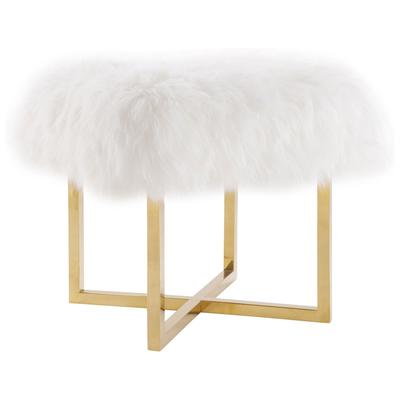 Ottomans and Benches Contemporary Design Furniture Nomo-Bench Sheepskin White CDF-O77 806810351246 Benches Gold White snow 