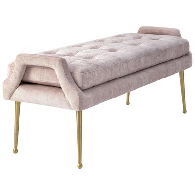Ottomans and Benches Contemporary Design Furniture Eileen-Bench Velvet Pink CDF-OC119 806810355824 Benches Gold Pink Fuchsia blush 
