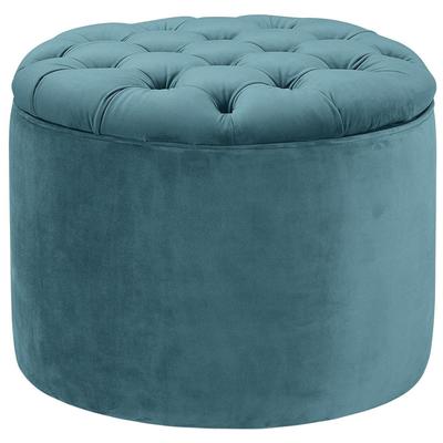 Ottomans and Benches Contemporary Design Furniture Queen-Ottoman Velvet Sea Blue CDF-OC144 806810354551 Ottomans Blue navy teal turquiose indig 