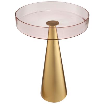 Accent Tables Contemporary Design Furniture Alo-Table Glass Iron Gold Pink CDF-OC18130 806810357132 Side Tables Glass Tables glassMetal Tables 