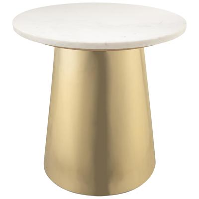 Accent Tables Contemporary Design Furniture Bleeker-SideTable Iron Marble Gold White Marble CDF-OC18135 806810357187 Side Tables Metal Tables metal aluminum ir 