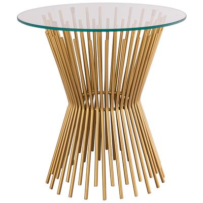 Accent Tables Contemporary Design Furniture Grace-SideTable Iron Gold CDF-OC18316 793611831179 Side Tables Glass Tables glassMetal Tables 