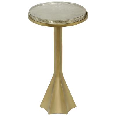 Accent Tables Contemporary Design Furniture Gabrielle-Table Aluminum Glass Antique Brass CDF-OC18480 793580624840 Side Tables Glass Tables glassMetal Tables 