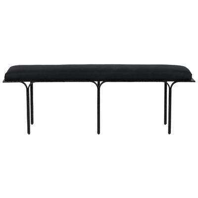 Ottomans and Benches Contemporary Design Furniture Bryn-Bench Iron Linen Black CDF-OC18495 793580624994 Benches Black ebony 