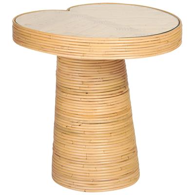 Accent Tables Contemporary Design Furniture Felicia-Table Glass Rattan Veneer Wood Natural CDF-OC21018 793580627766 Side Tables Glass Tables glassWooden Table 