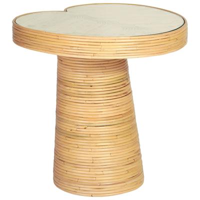 Accent Tables Contemporary Design Furniture Felicia-Table Glass Rattan Veneer Wood Natural CDF-OC21019 793580627773 Side Tables Glass Tables glassWooden Table 