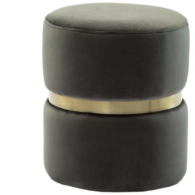 Ottomans and Benches Contemporary Design Furniture Yamma-Ottoman Velvet Grey CDF-OC3838 806810359600 Ottomans Gold Gray Grey Footstool 