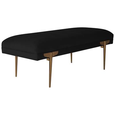 Ottomans and Benches Contemporary Design Furniture Brno-Bench Velvet Black CDF-OC6209 806810358337 Benches Black ebonyGold 