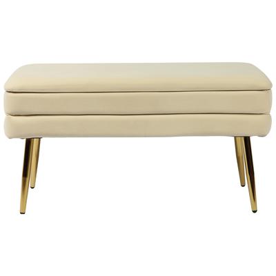 Ottomans and Benches Contemporary Design Furniture Ziva-Bench Velvet Cream CDF-OC6467 793611831681 Benches Cream beige ivory sand nudeGol 