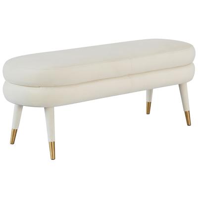 Ottomans and Benches Contemporary Design Furniture Betty-Bench Velvet Cream CDF-OC68125 793611832572 Benches Cream beige ivory sand nude 