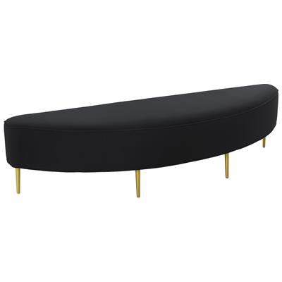 Ottomans and Benches Contemporary Design Furniture Bianca-Bench Velvet Wood Black CDF-OC68353 793580617156 Benches Black ebonyGold 