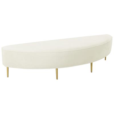 Ottomans and Benches Contemporary Design Furniture Bianca-Bench Velvet Wood Cream CDF-OC68354 793580617163 Benches Cream beige ivory sand nudeGol 