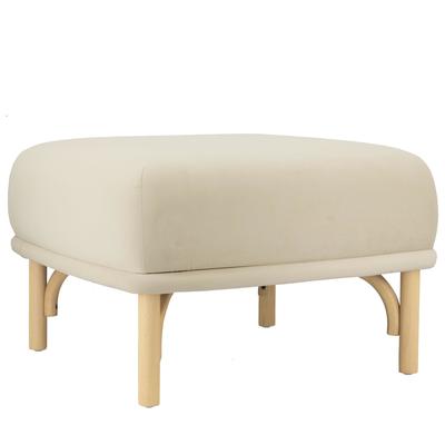 Ottomans and Benches Contemporary Design Furniture Desiree-Ottoman Rattan Velvet Wood Cream CDF-OC68527 793580622174 Ottomans Cream beige ivory sand nude Round 
